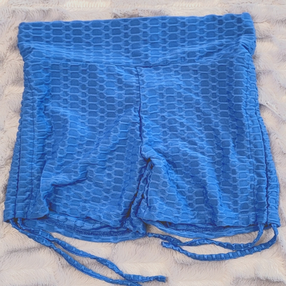 Honeycomb Textured Booty Popping Drawstring Shorts
